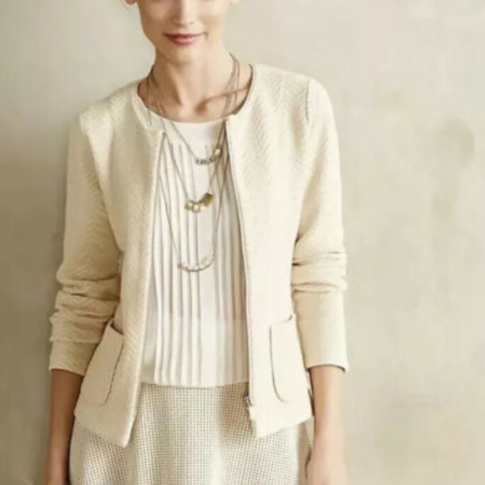 Rosie Neira Anthropologie Knit Zip Blazer